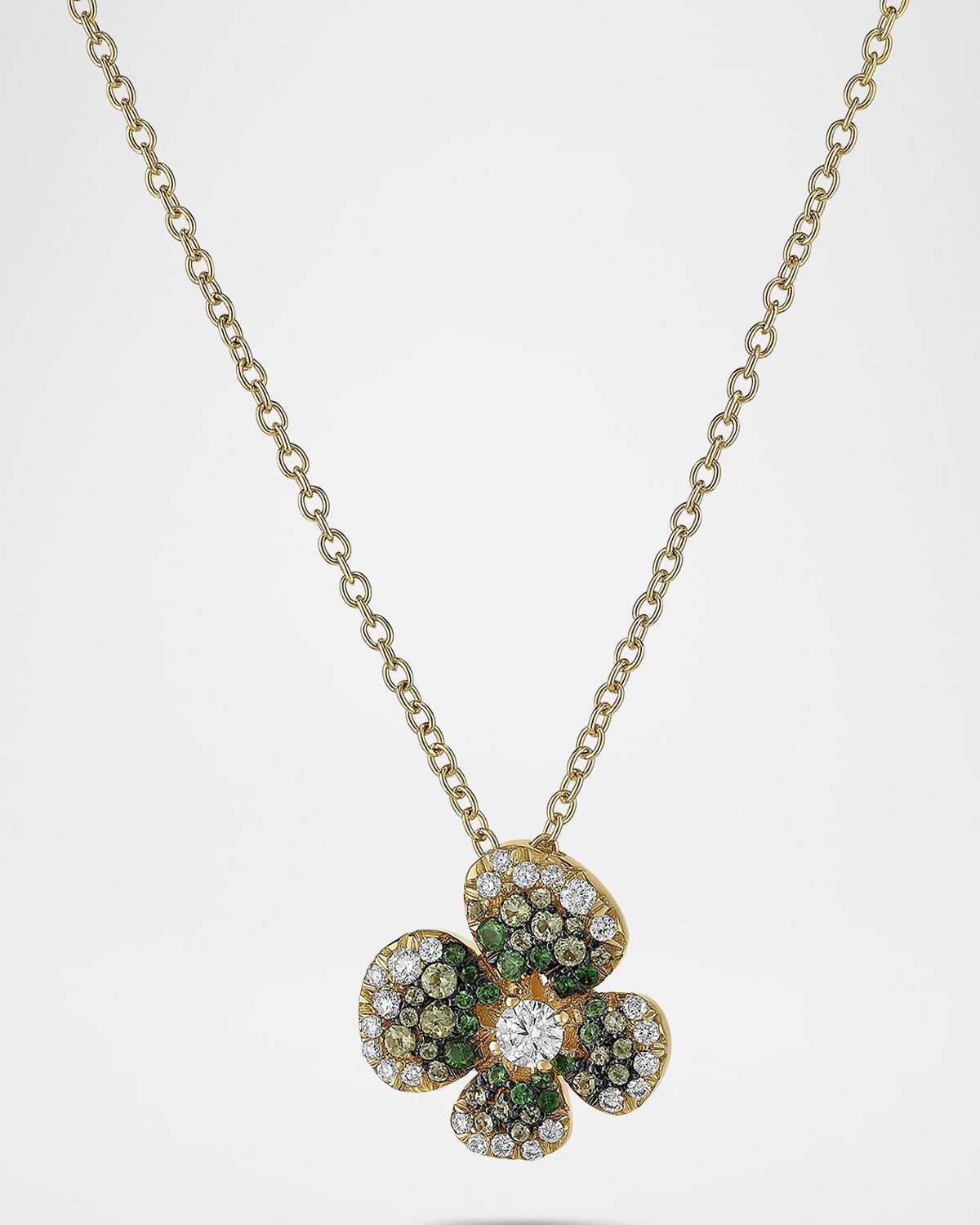 18K Yellow Gold Ischia Pendant Necklace with Ombre Diamonds and Tsvaorite