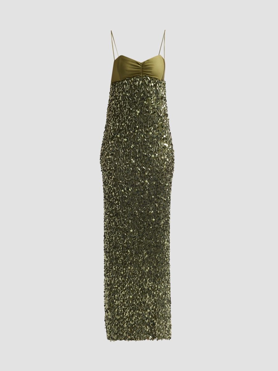 Black Halo Women's Berri Jersey Sequined Maxi Dress - Moss - Size 10