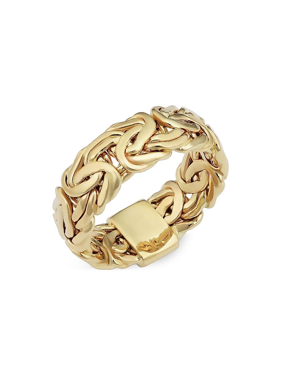 Women's 14K Yellow Solid Gold Byzantine Band Ring - Yellow Gold - Size 7