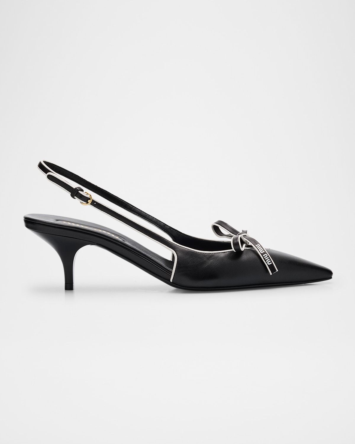 Nappa Leather Bow Slingback Pumps