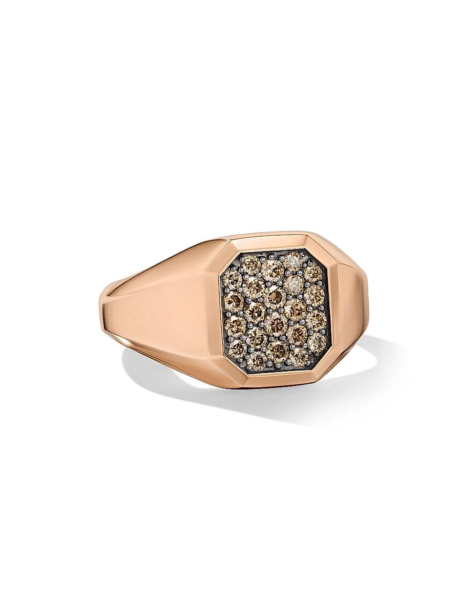 Men's Streamline Signet Ring in 18K Rose Gold - Rose Gold - Size 9