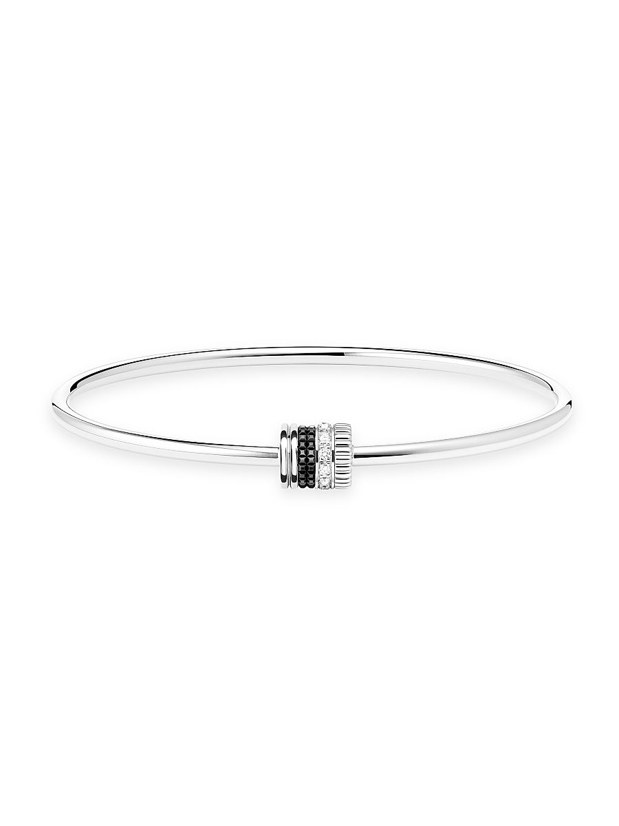 Unisex Quatre Black Edition 18K White Gold & 0.13 TCW Diamond & PVD Bangle - White Gold