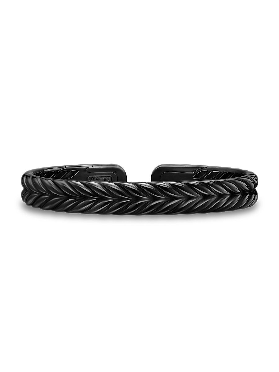 Men's Chevron Flex Bracelet in Black Titanium, 10MM - Black - Size Medium