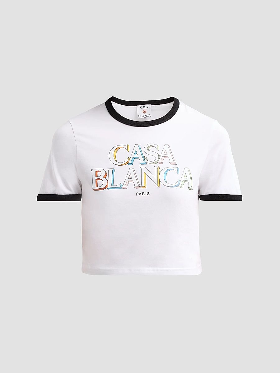 Women's Logo Cotton Crop T-Shirt - Stack Logo - Size XS