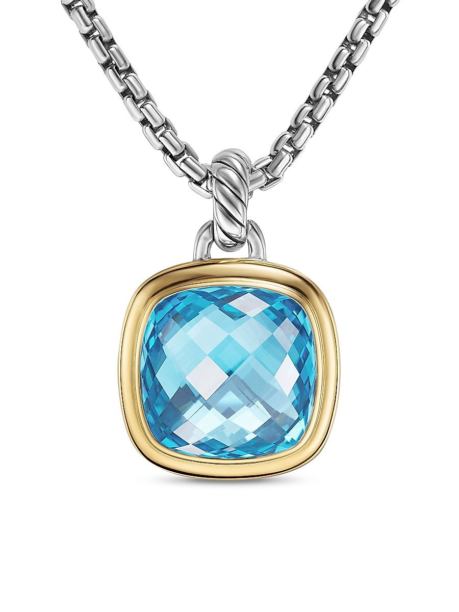 Women's Albion Pendant in Sterling Silver - Blue Topaz