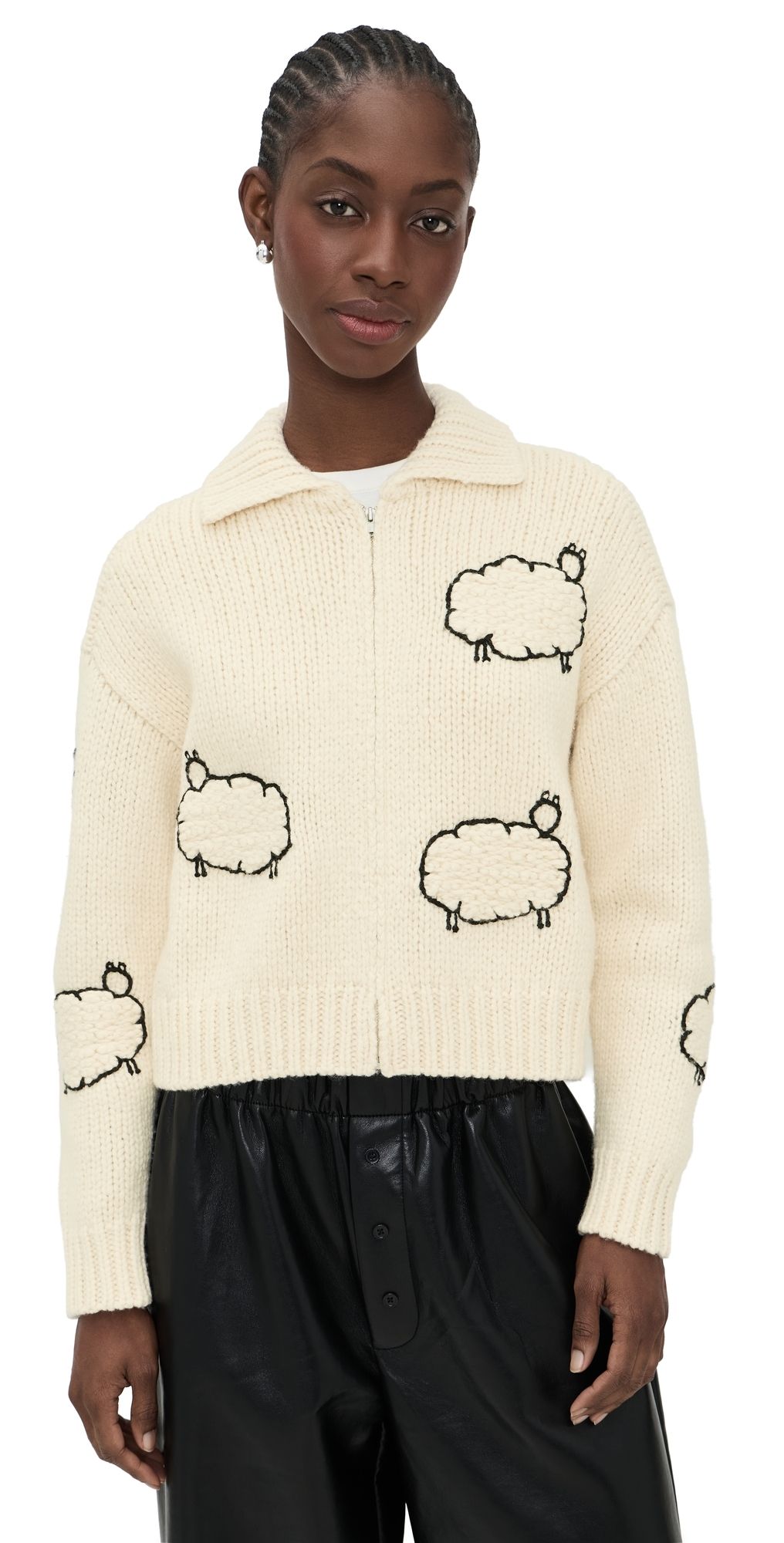 MOTHER The Crop Raquette Cardigan Wool Plus The Gang XL