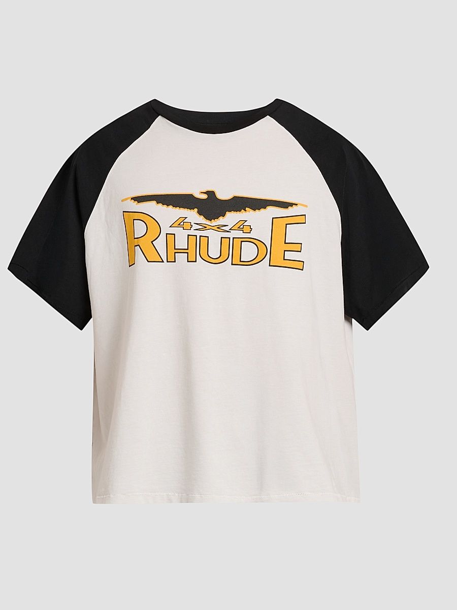 Rhude Men's 4X4 Spirit Logo Cotton T-Shirt - Vintage White Black - Size XS