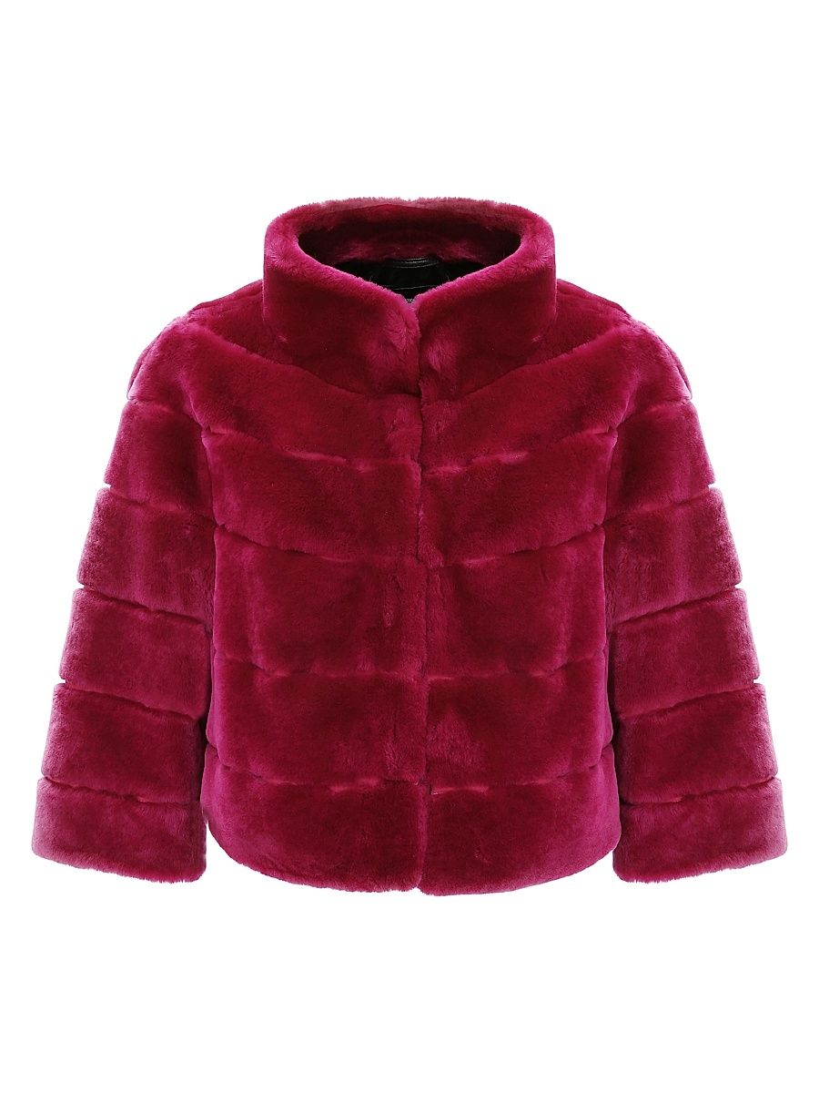 Gorski Women's Shearling Lamb Bolero Coat - Magenta - Size XL