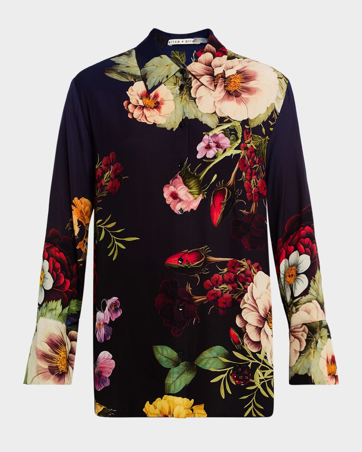 Magic Garden Gradient Finely Oversized Long-Sleeve Shirt