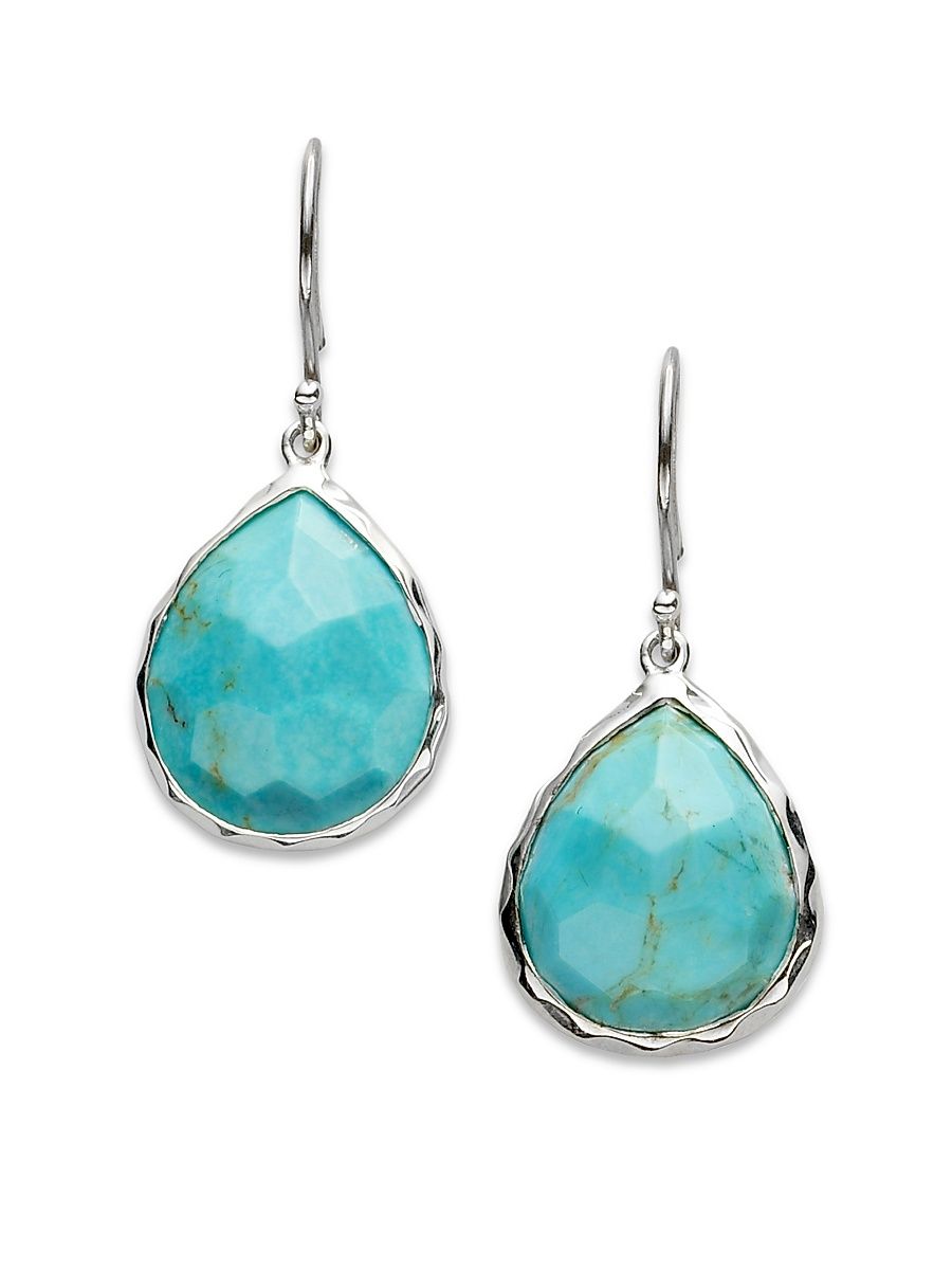 Rock Candy Turquoise & Sterling Silver Mini Teardrop Earrings - Blue