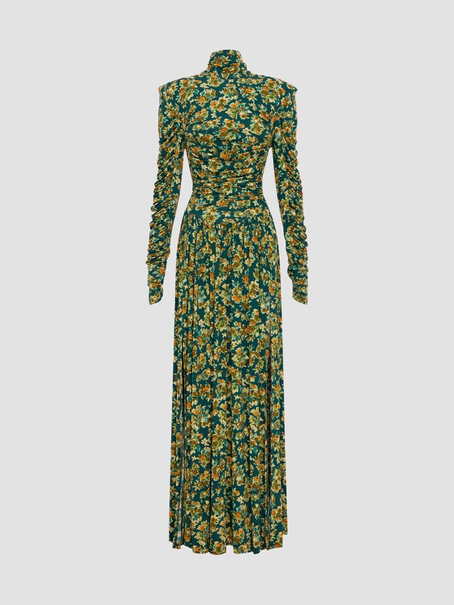 Women's Clem Floral Ruched Maxi Dress - Teal - Size 12