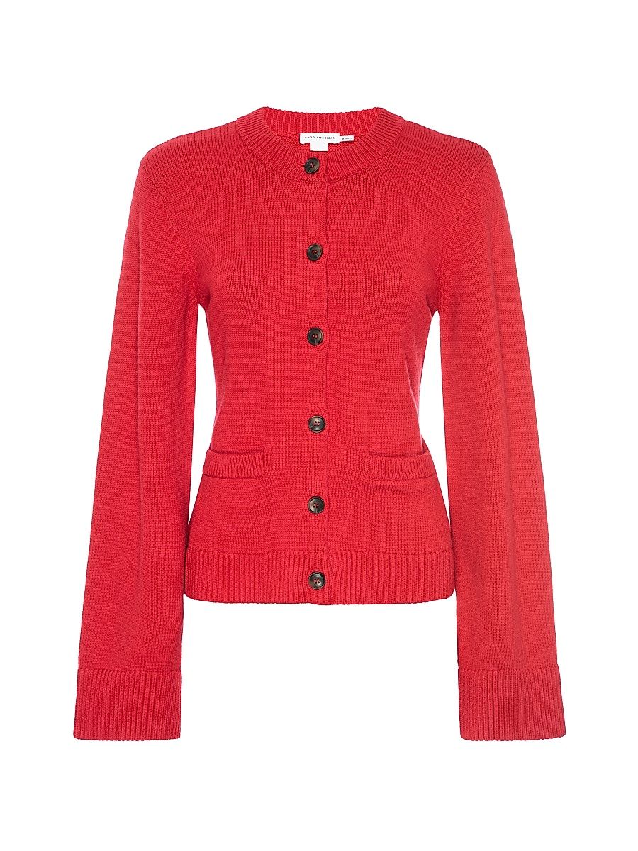 Women's Slouchy Button-Front Knit Cardigan - Chili - Size XS