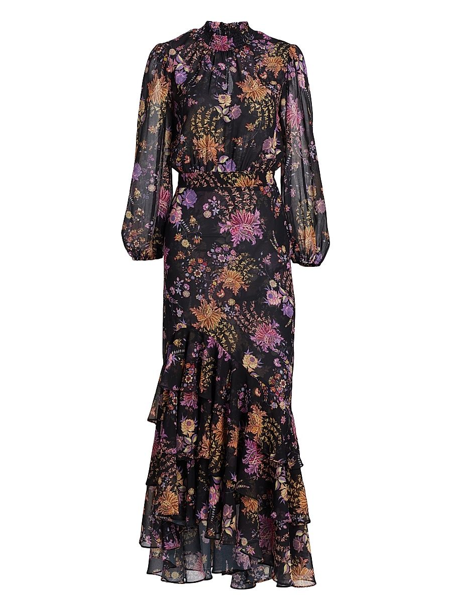 Women's Audrey Floral Chiffon Maxi Dress - Dusted Cluster Chiffon - Size Small