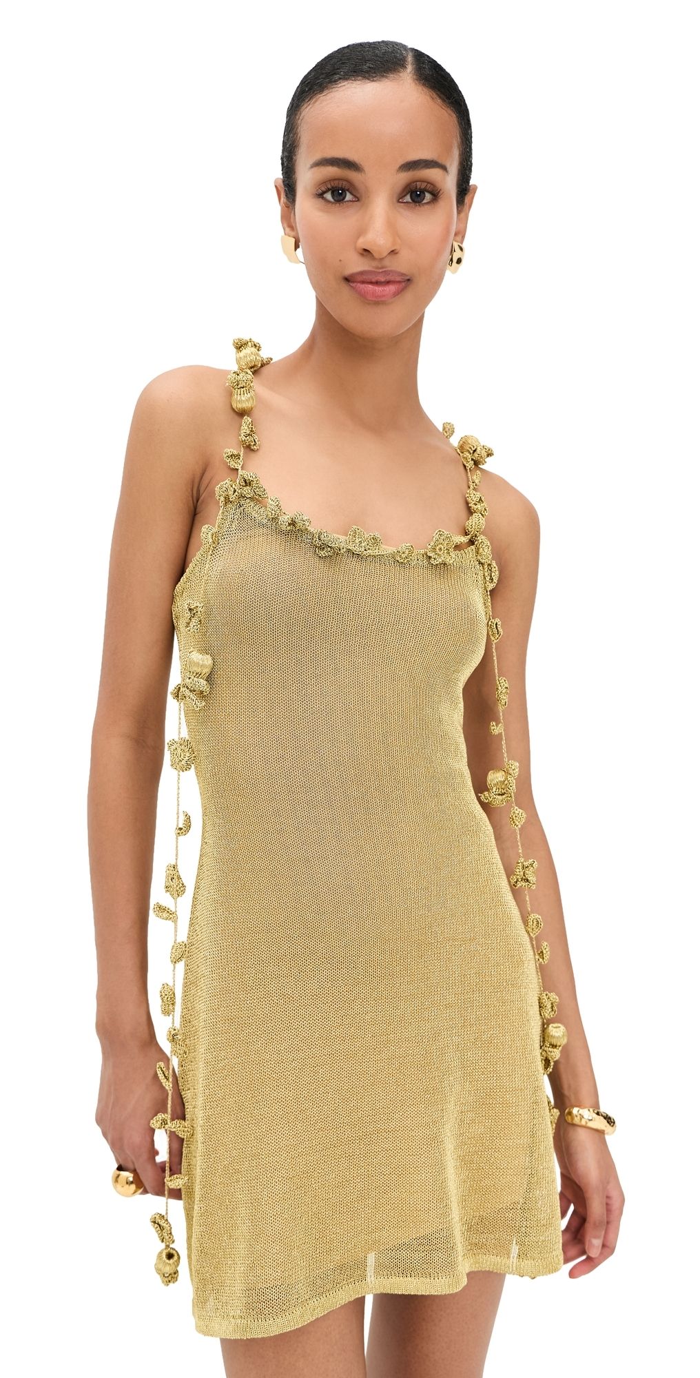 Cult Gaia Alonza Knit Dress Gold S