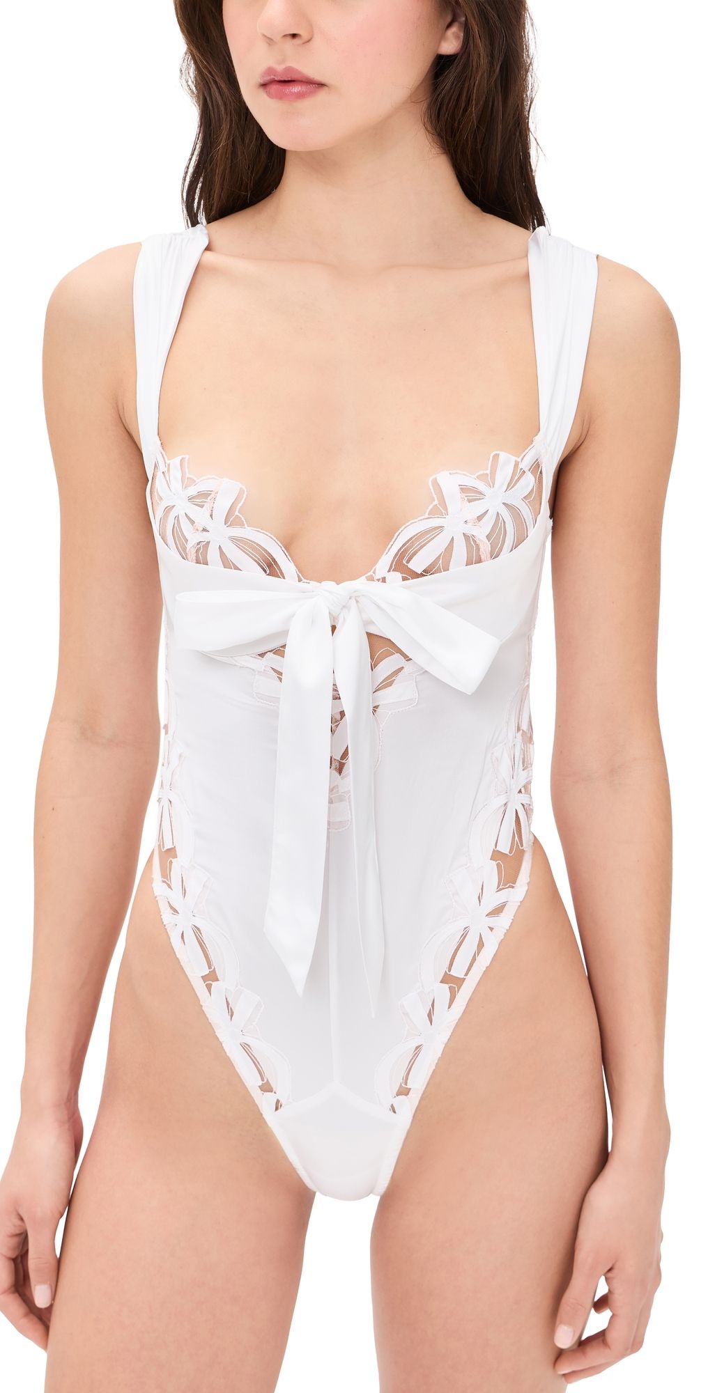 For Love & Lemons Hallie Teddy Thong Bodysuit White M