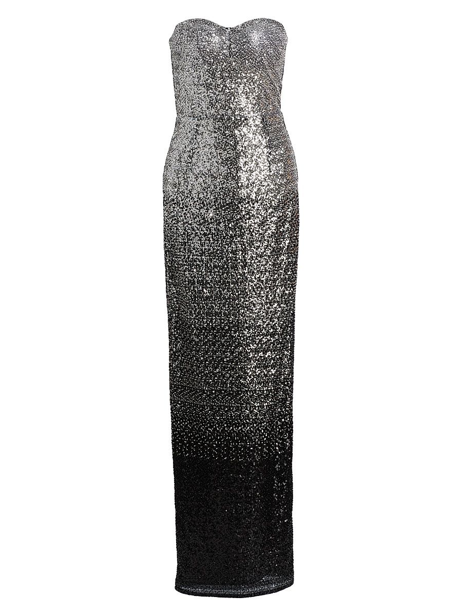 Women's Geisha Sequined Strapless Maxi Dress - Metallic - Size XL