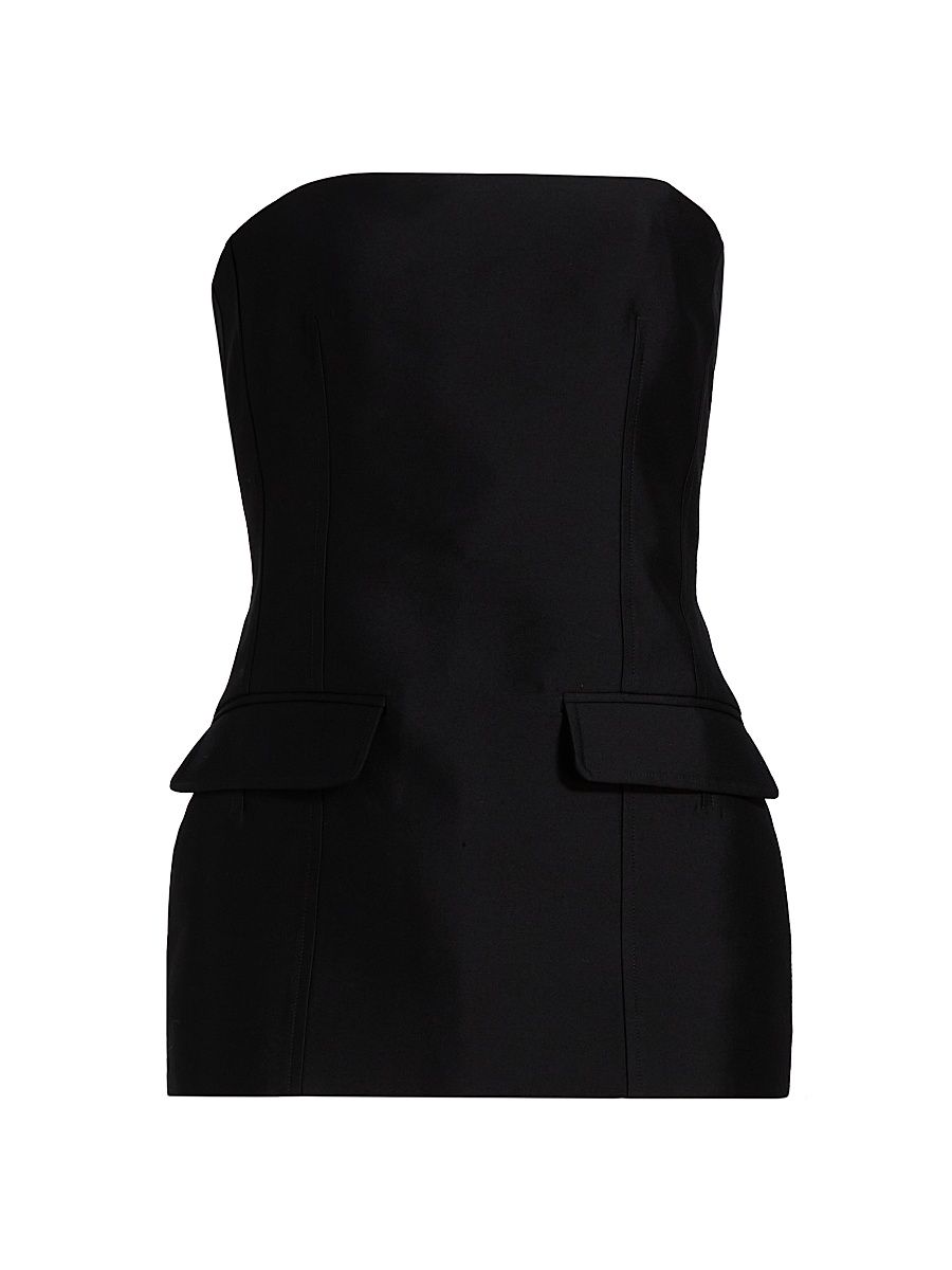 Women's Strapless Crepe Pocket Top - Black - Size 8