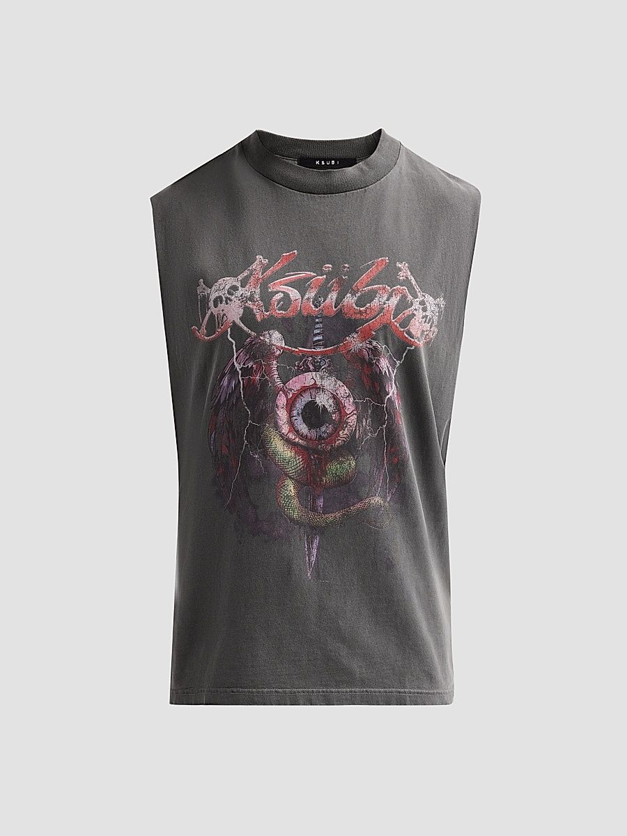 Ksubi Men's Legend Ekcess Cotton Cut-Off Tank - Charcoal - Size XXL