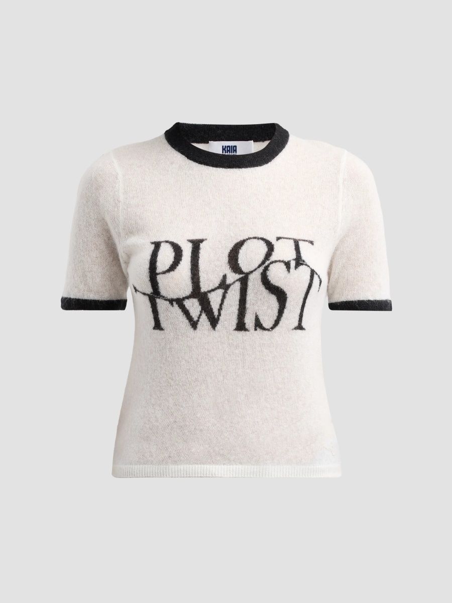 Re/done Women's Morrison Knit Ringer T-Shirt - Parchment Noir - Size Large