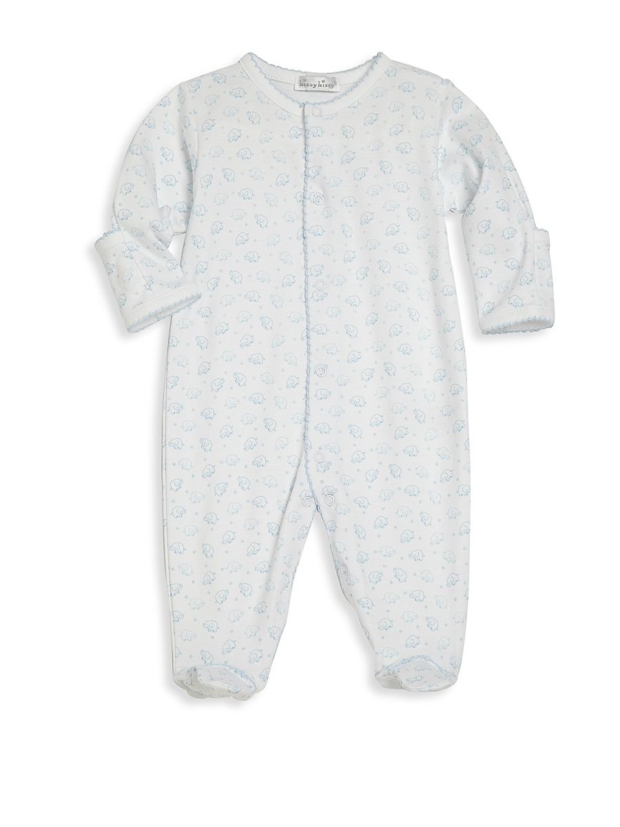 Baby Boy's Ele-Fun Printed Footie - Light Blue - Size Newborn