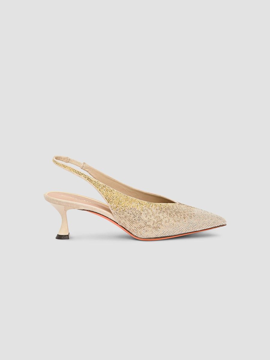 Santoni Women's 55MM Leather Slingback Pumps - Gold - Size 7