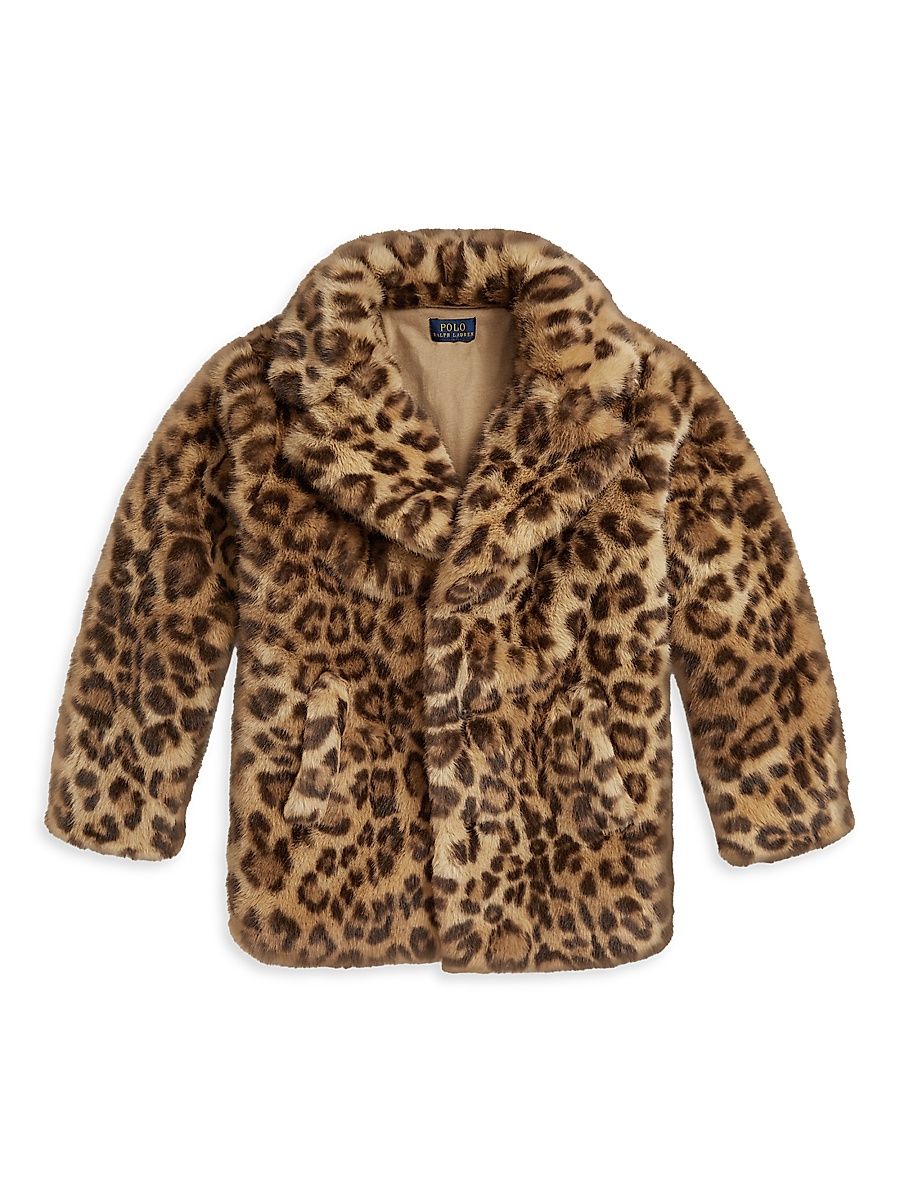 Litlle Girl's & Girl's Leopard-Print Faux-Fur Coat - Leopard Print - Size 8