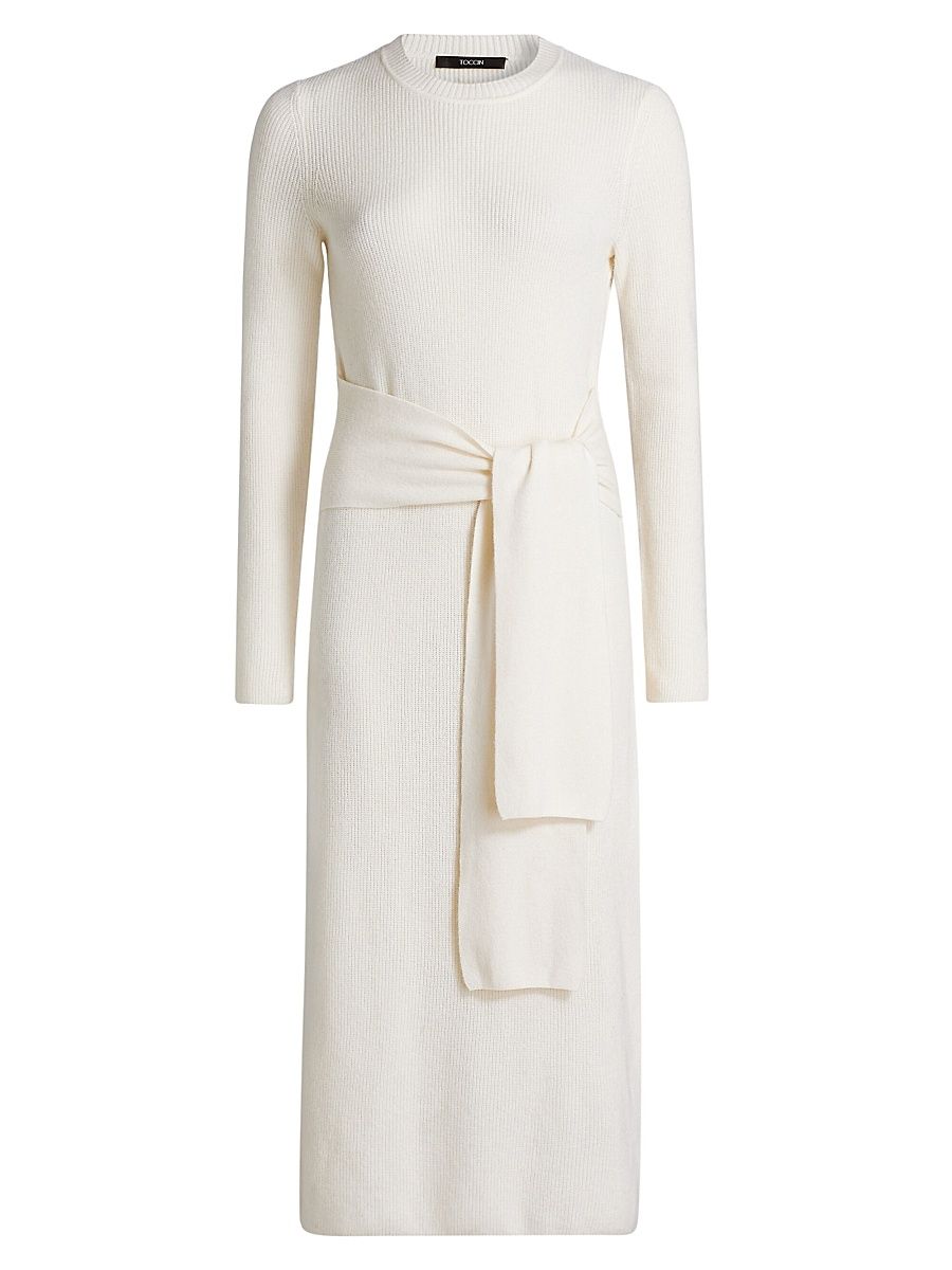 Women's Blakely Wool-Cashmere Crewneck Midi-Dress - Ivory - Size Small