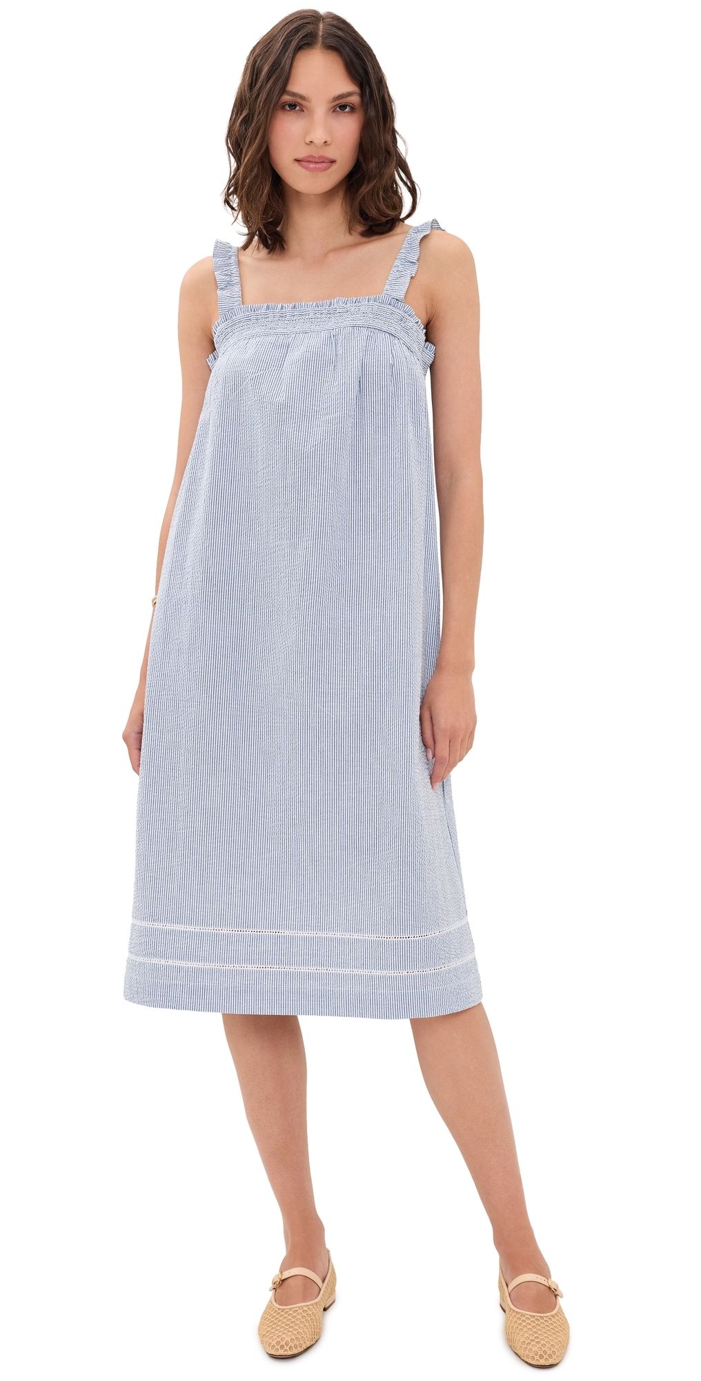 Marea Felicity Dress Blue/White Seersucker L