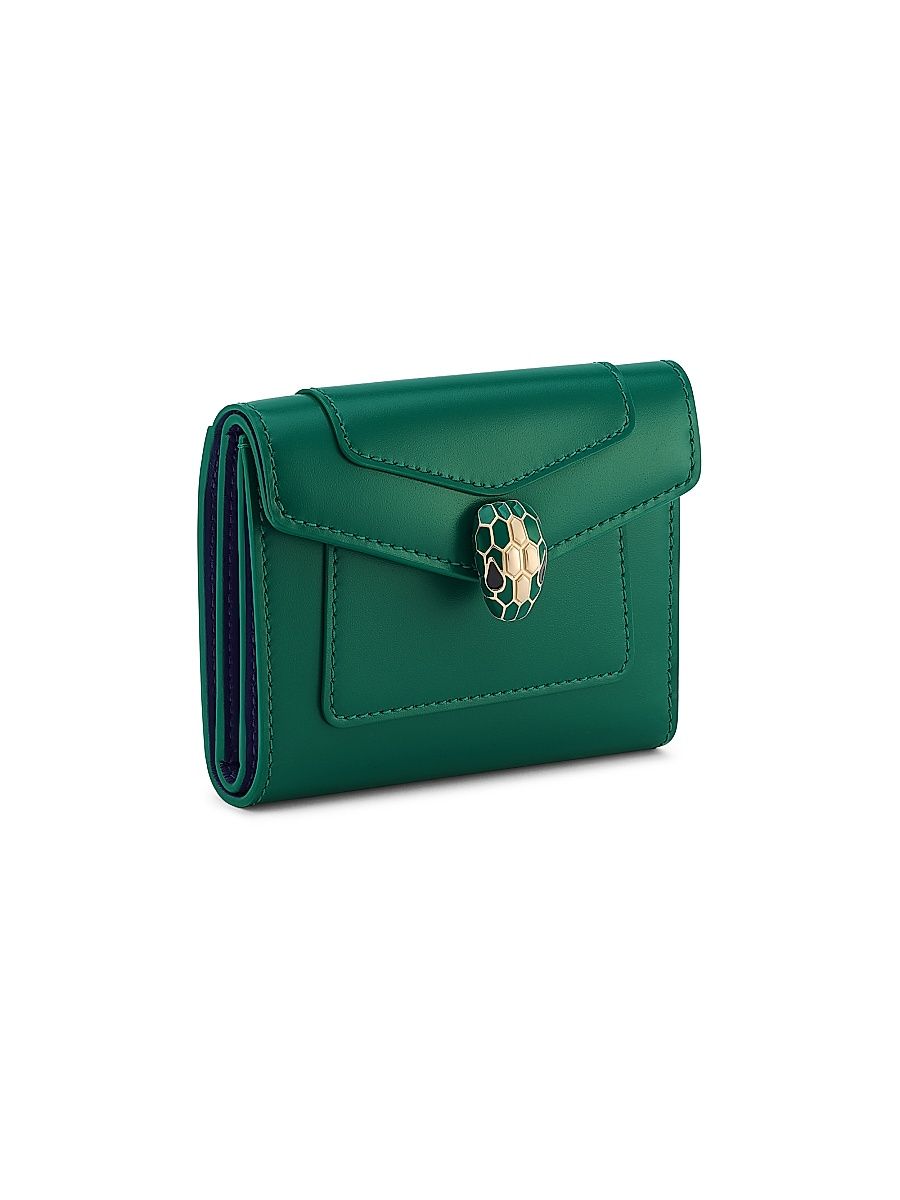 Women's Serpenti Forever Leather Bi-Fold Wallet - Emerald Green
