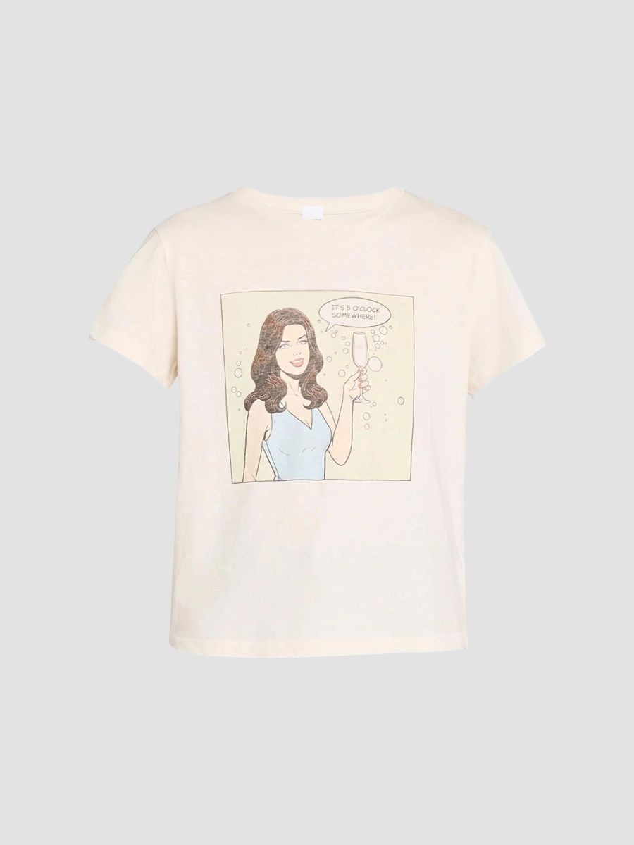 Re/done Women's 5 O'Clock Classic Crewneck T-Shirt - Vintage White - Size Large