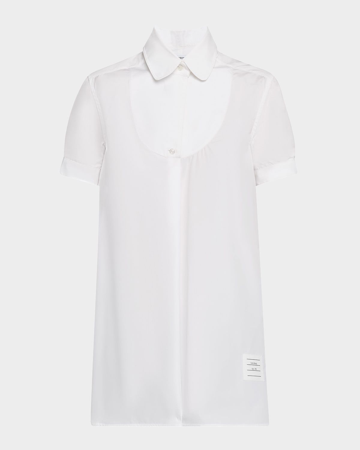 Bib-Front Tunic Shirt in Solid Poplin