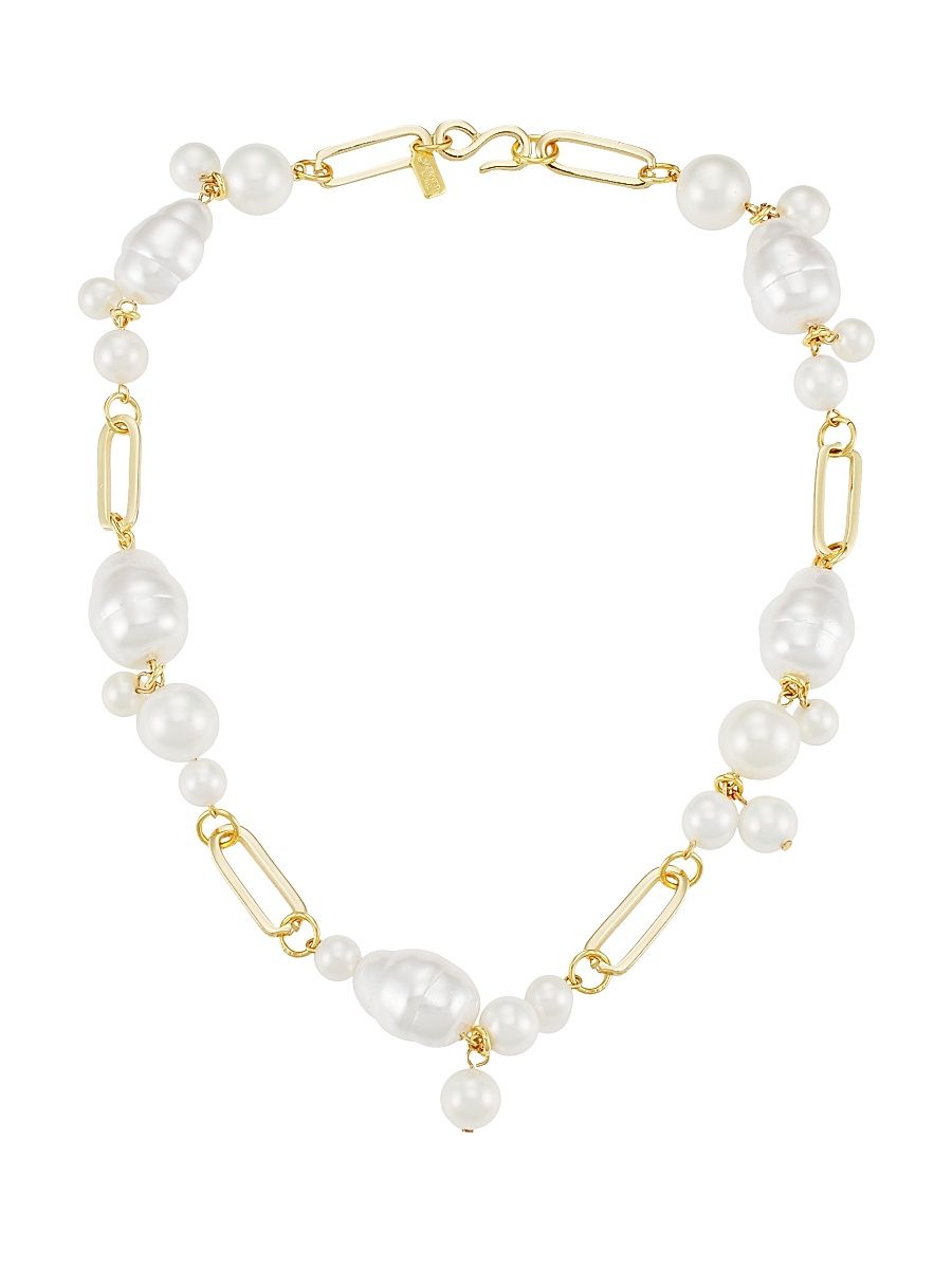 Women's Goldtone Pearl Cluster Necklace - Gold Pearl