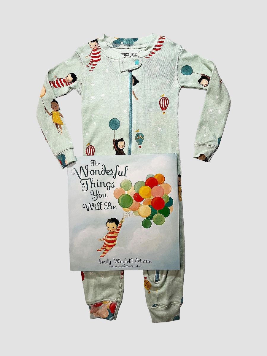Books To Bed Unisex Baby's The Wonderful Things You Will Be Pajama & Book Set - Light Green - Size 18 Months