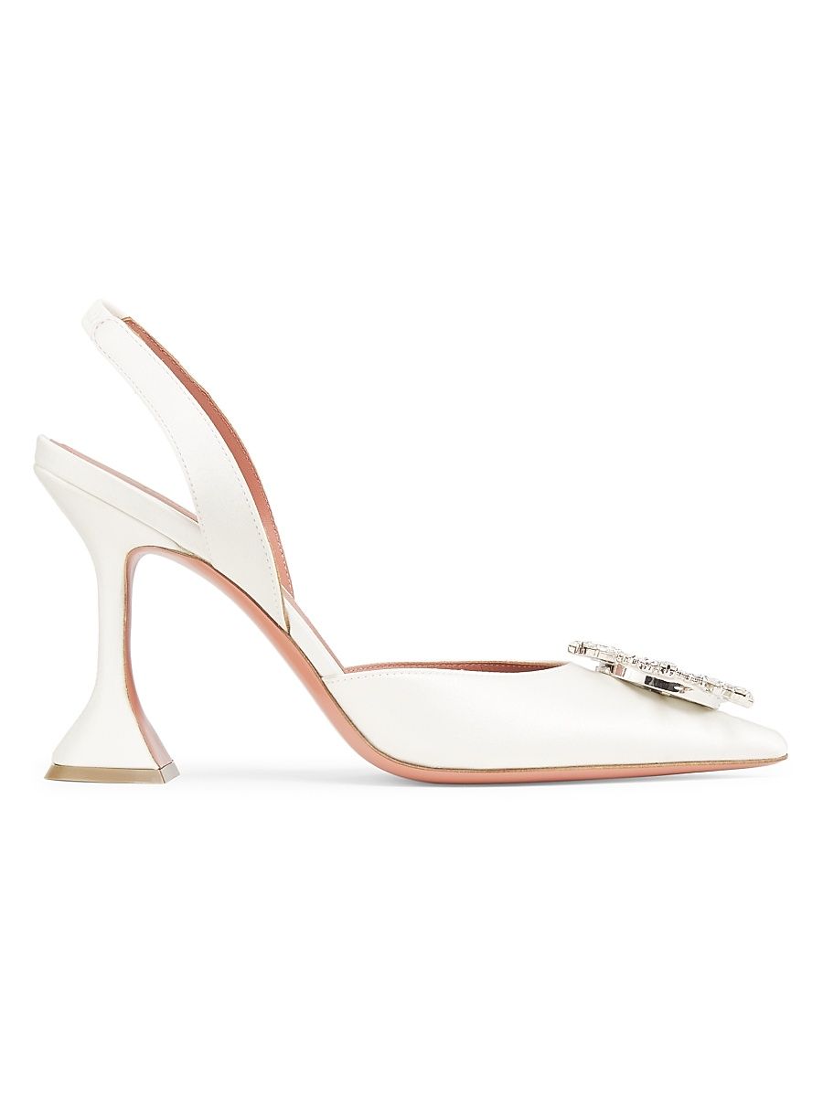 Women's Begum 95MM Satin Slingback Pumps - Satin White - Size 8