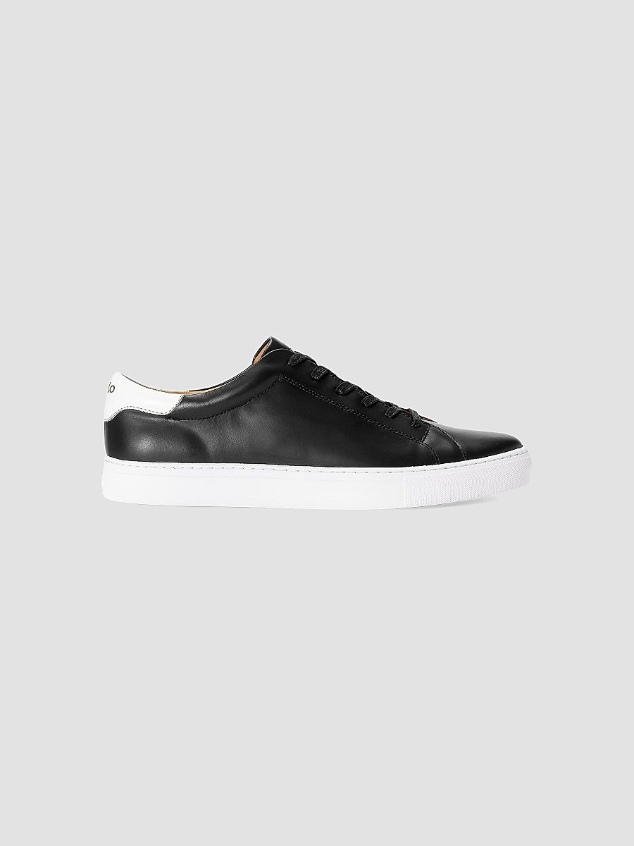 Polo Ralph Lauren Men's Jermain II Leather Low-Top Sneakers - Black - Size 9.5