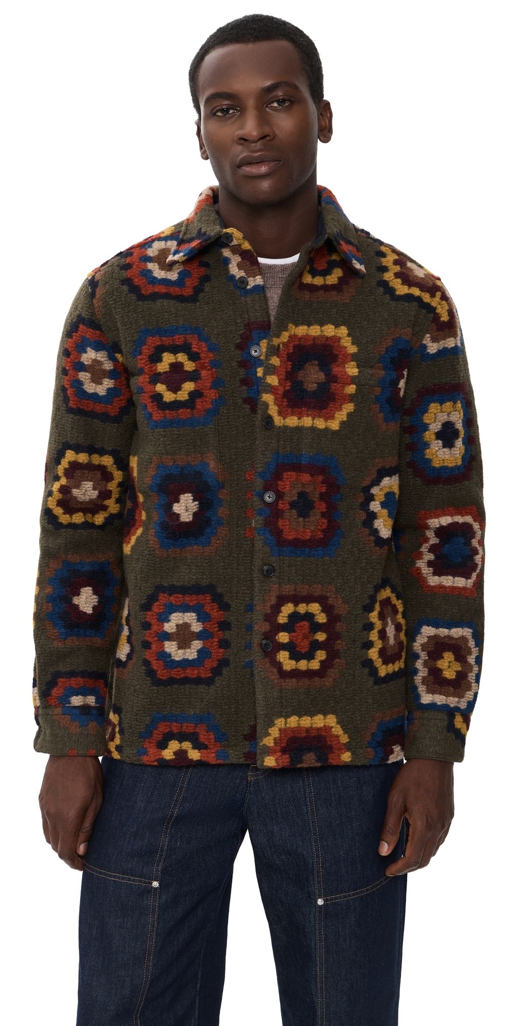 Portuguese Flannel Grandma's Quilt Shacket Olive/Mustard/Bordeaux/Blue/Br XS
