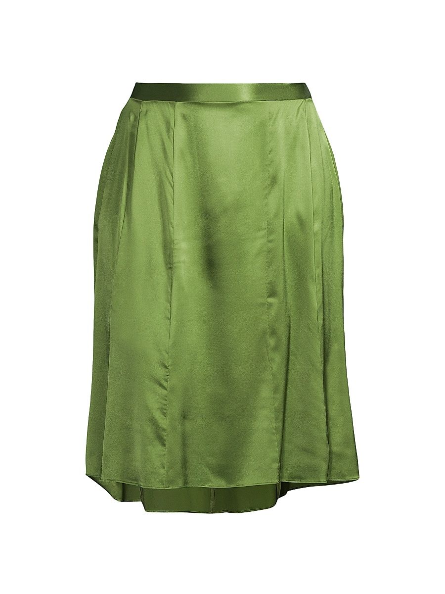 Women's Bellini Silk Charmeuse Midi-Skirt - Leaf Green - Size 18