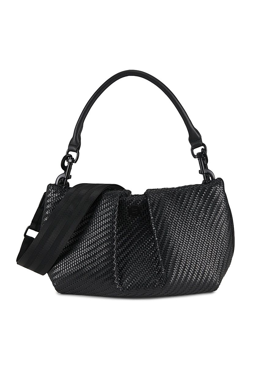 Women's Savannah Textured Top Handle Bag - Black Braided Luxe