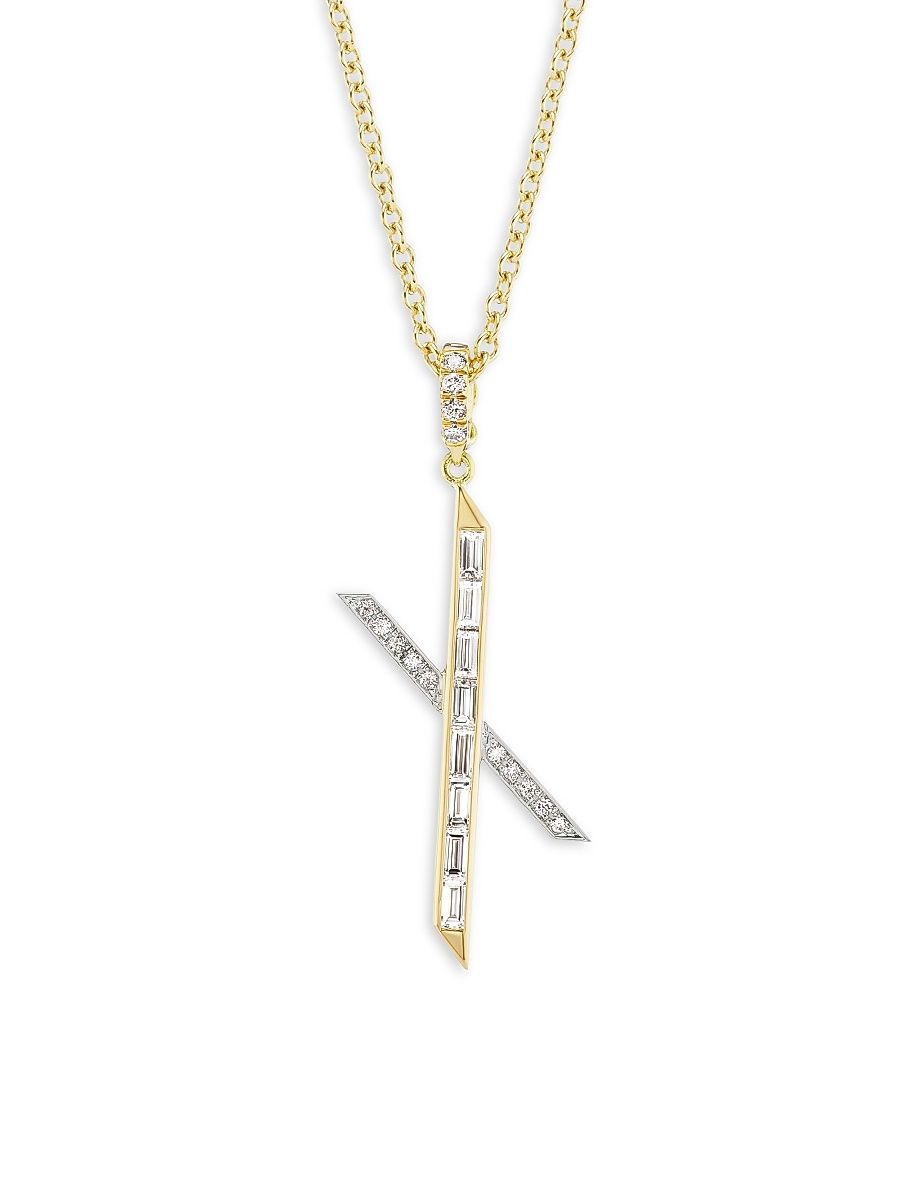Women's Signature 18K Yellow & White Gold Diamond X Necklace - Gold