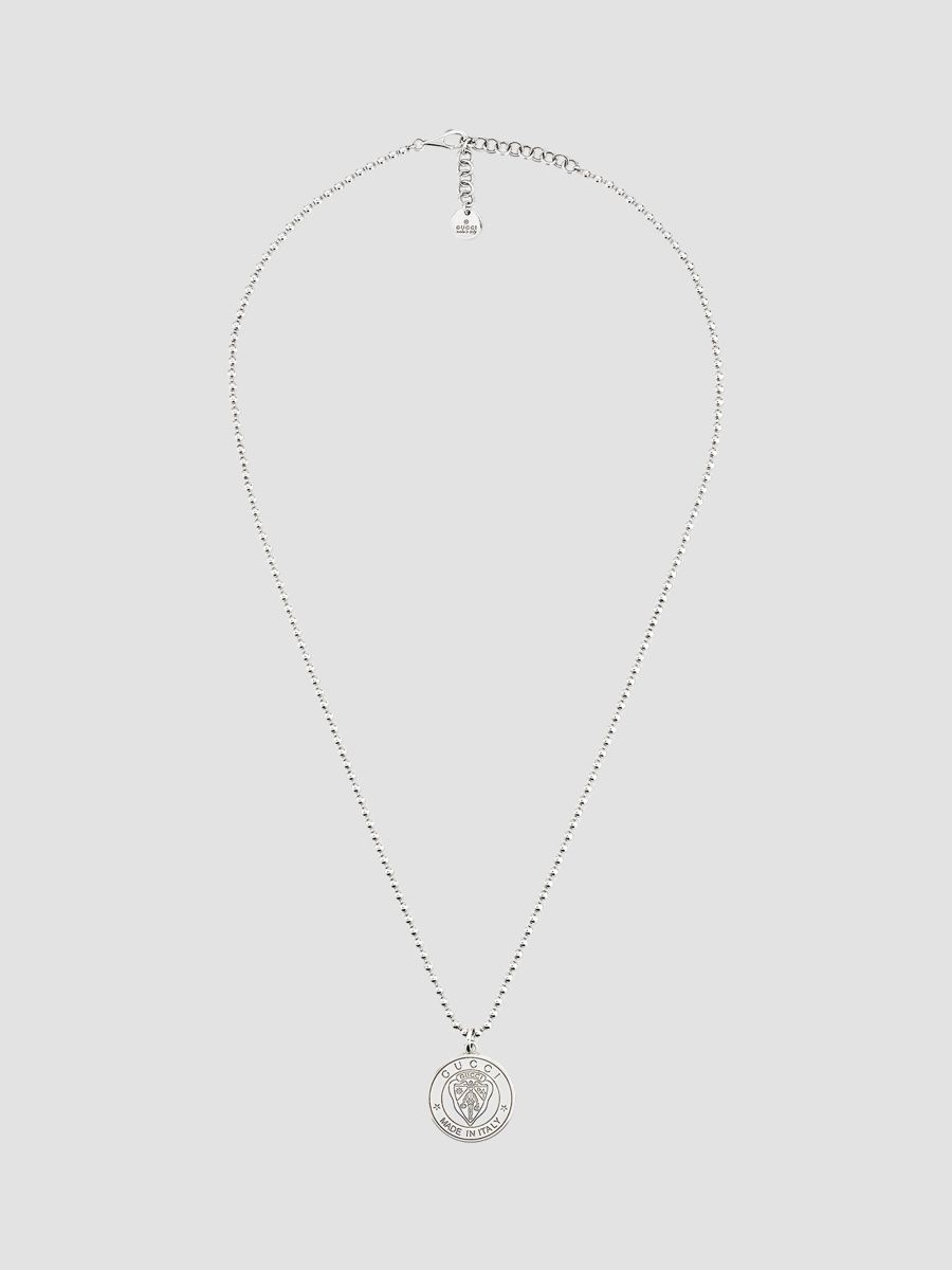 Gucci Men's Sterling Silver Crest Ball-Chain Pendant Necklace - Silver