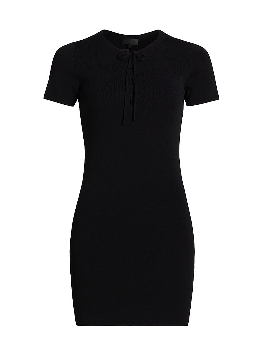 Women's Palma Lace-Up Mini Sweaterdress - Black - Size XL