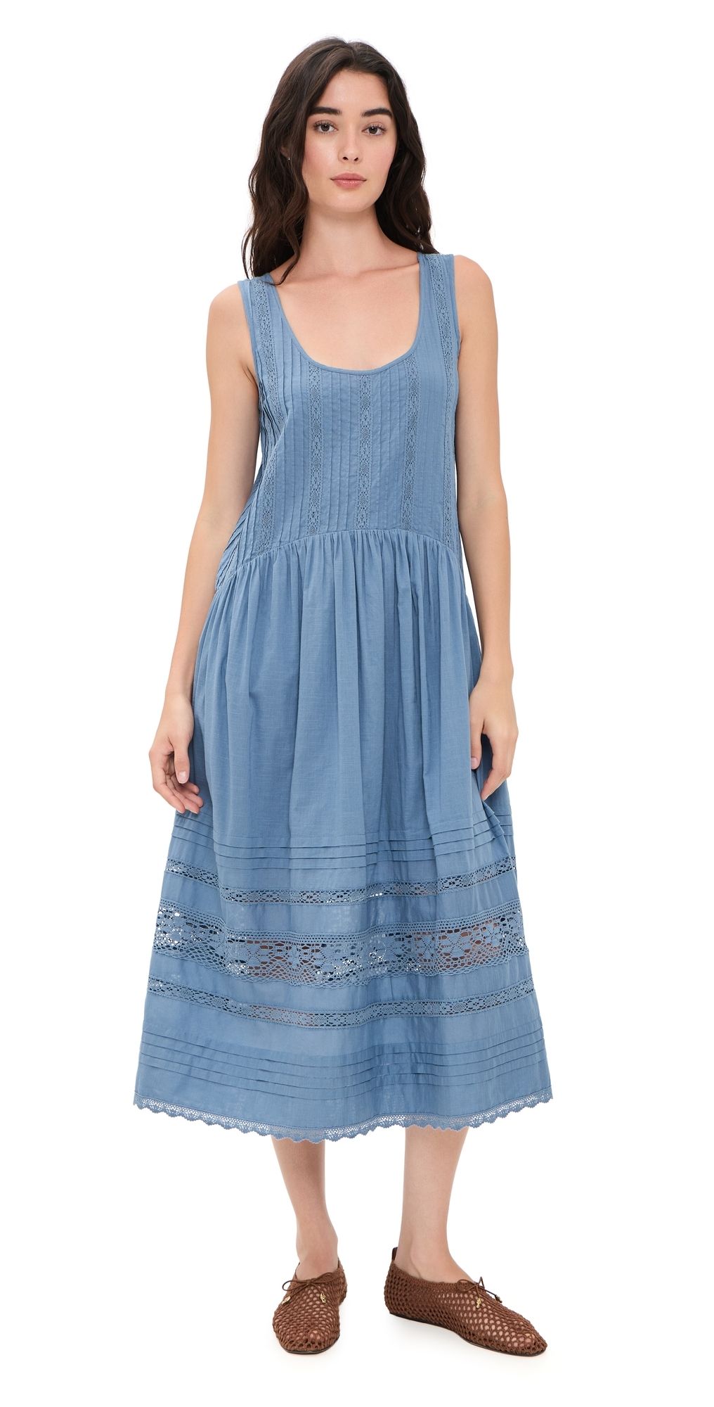 Sea Pippa Solid Tank Midi Dress Blue M
