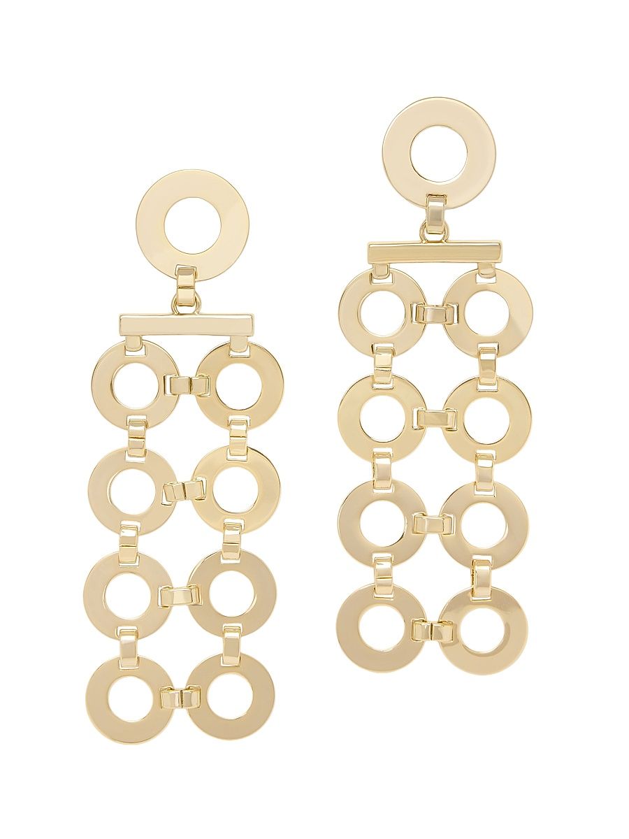 Women's Ring Link Helen Goldtone Drop Earrings - Gold
