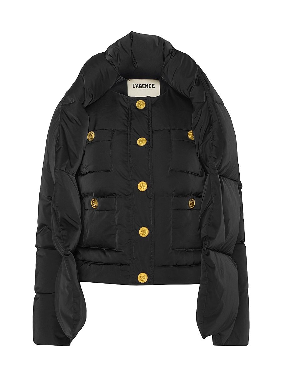 Women's Juana Scarf-Detail Down Puffer Jacket - Black - Size XXL