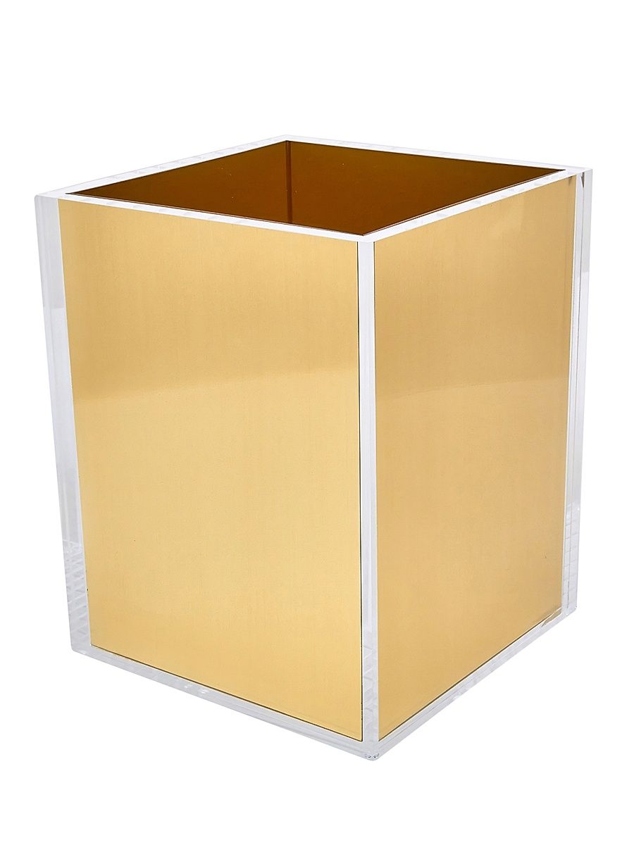 Metallic Lucite Wastebasket - Gold