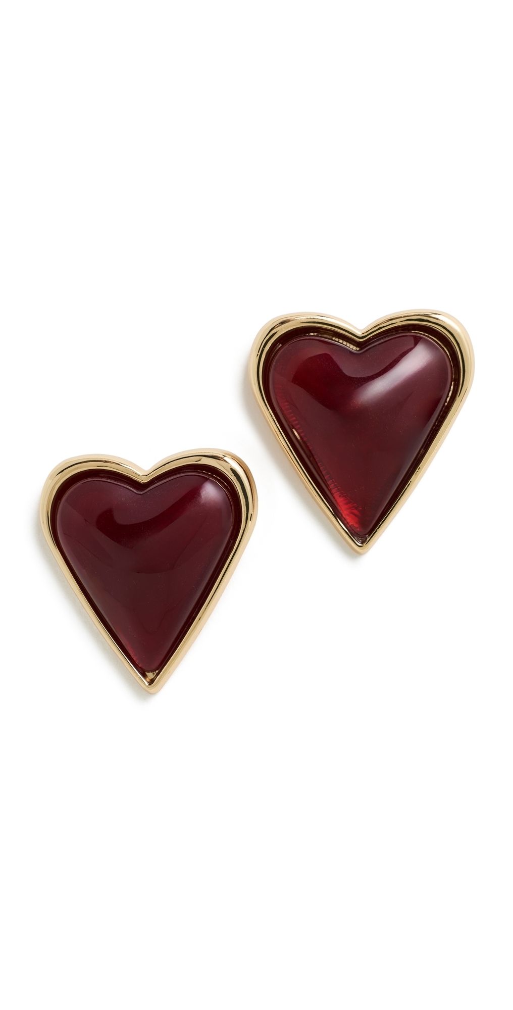 By Adina Eden Crimson Red Heart Bezel Stone Stud Earrings Red One Size