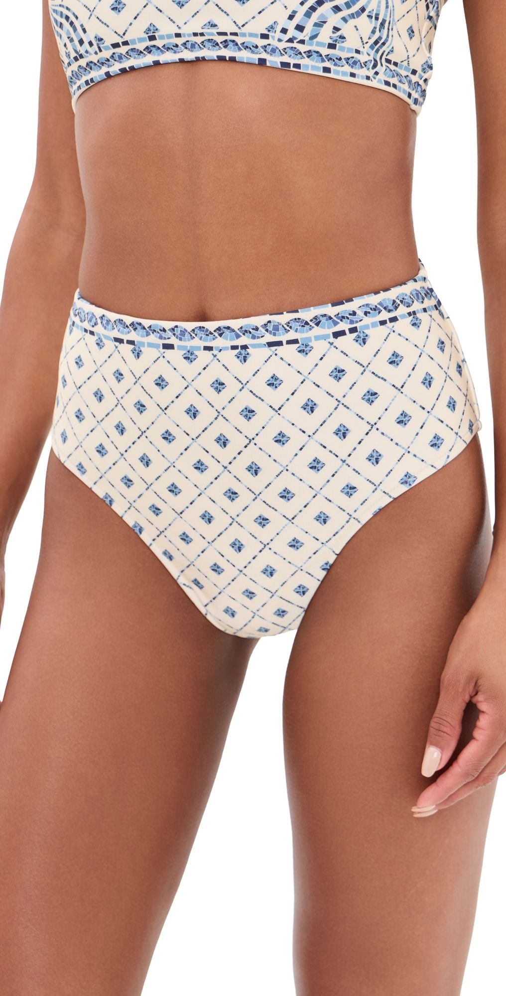 Shani Shemer Thelma Bikini Bottoms Blue Mosaic Print M