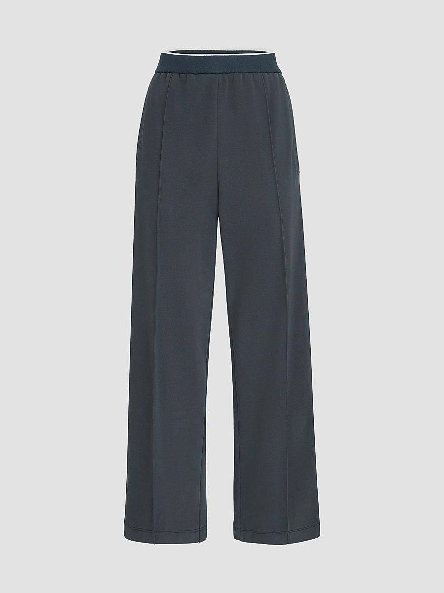 Women's Cotton Smooth French Terry Track Trousers - Navy Blue - Size Small