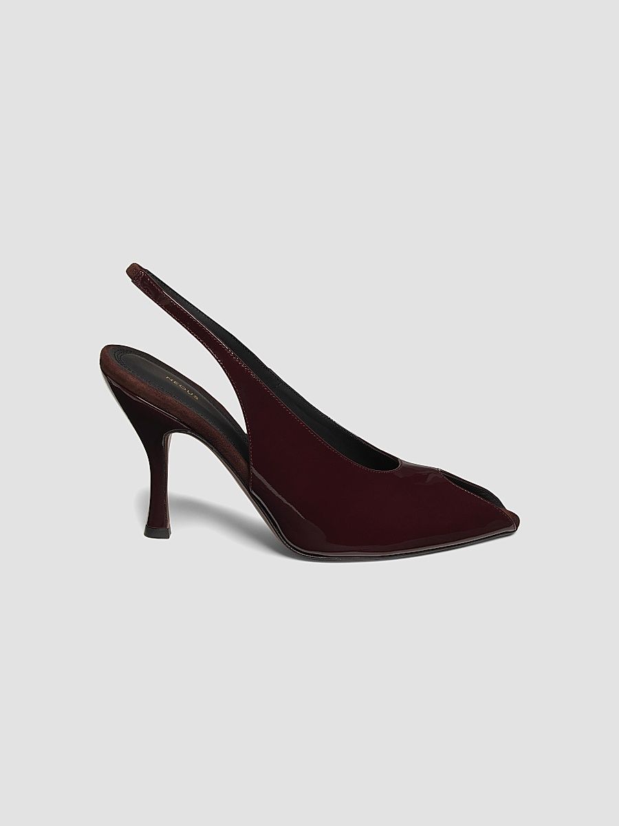 Neous Women's Hamal 85MM Patent Leather Peep-Toe Slingback Pumps - Dark Chocolate - Size 5.5