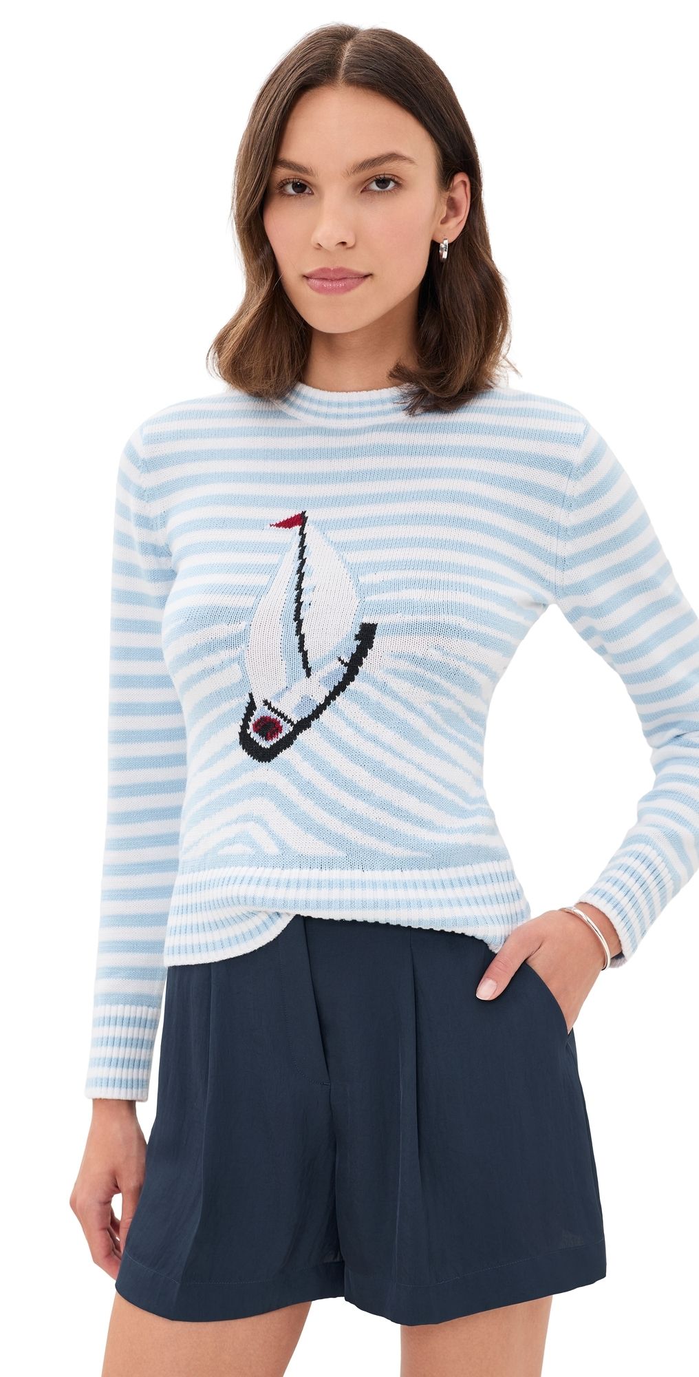 Rowing Blazers Cotton Sailboat Striped Sweater Light Blue White Stripe L